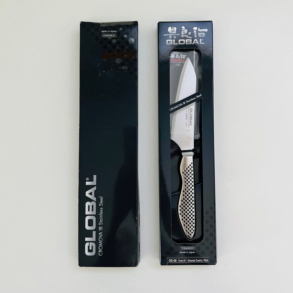 GLOBAL Cromova 18 Stainless Steel Oriental Cook's Plain Knife 4" (11cm) GS-58